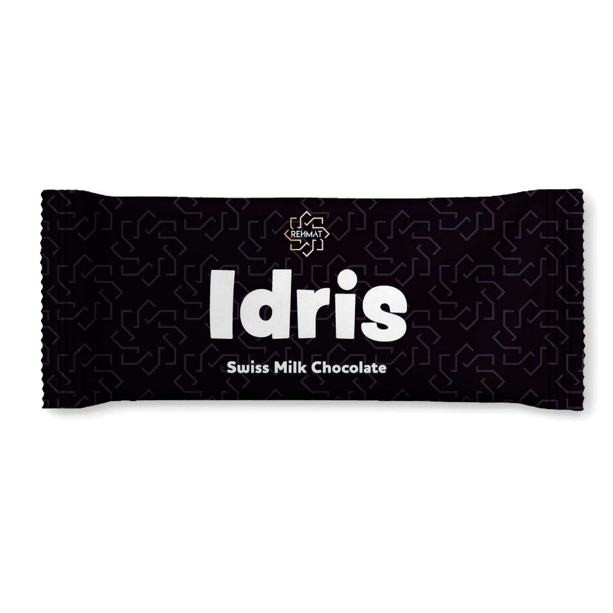 Chocolate bar with 'Idris' branding on a white background