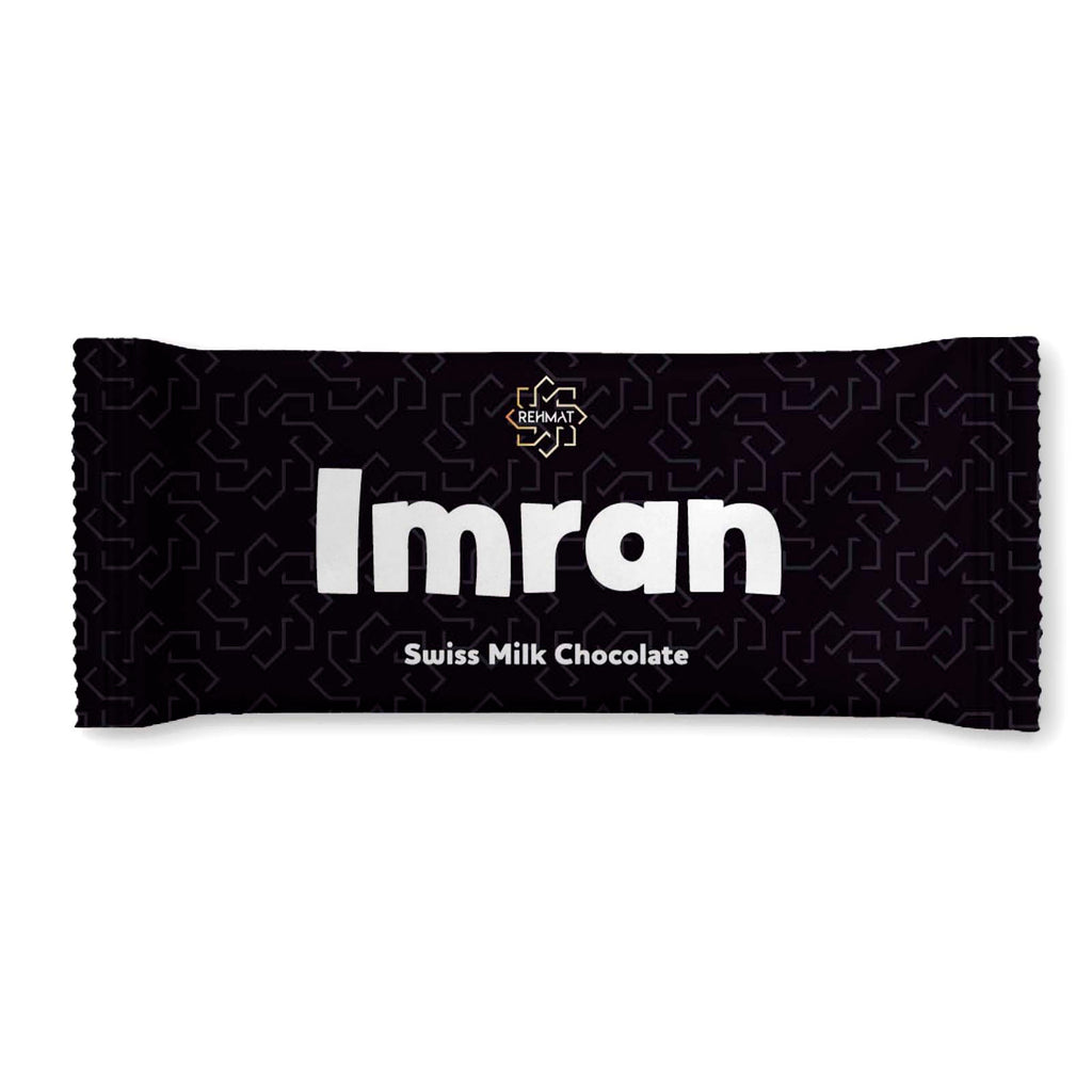 Imran Swiss Milk Chocolate bar packaging on a white background