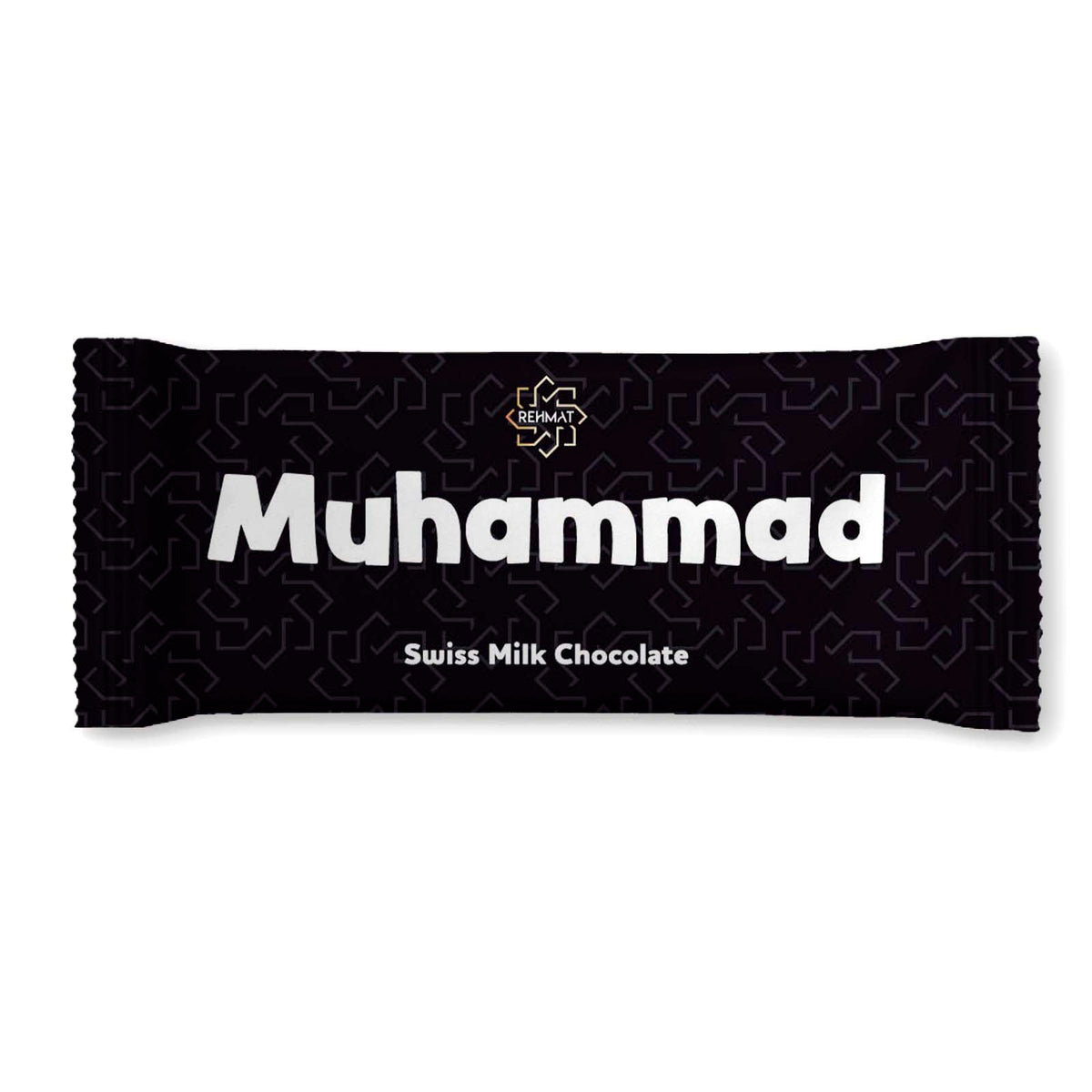 Chocolate bar packaging with 'Muhammad' branding on a white background