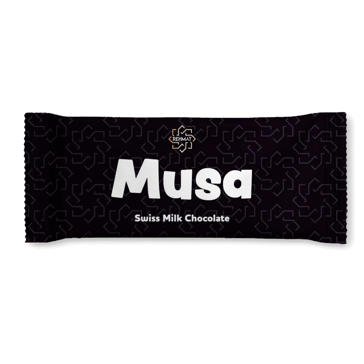 Musa Swiss Milk Chocolate bar packaging on a white background