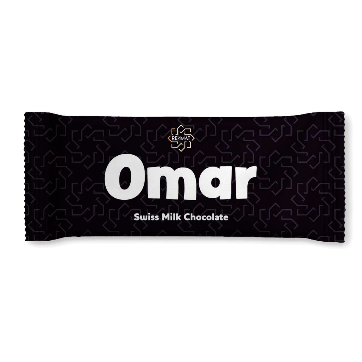 Omar Swiss Milk Chocolate bar packaging on a white background