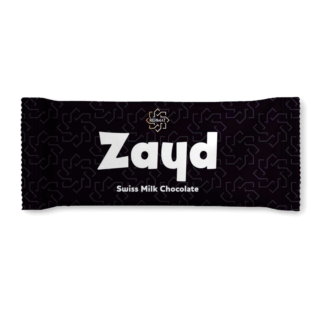 Zayd Swiss Milk Chocolate bar packaging on a white background