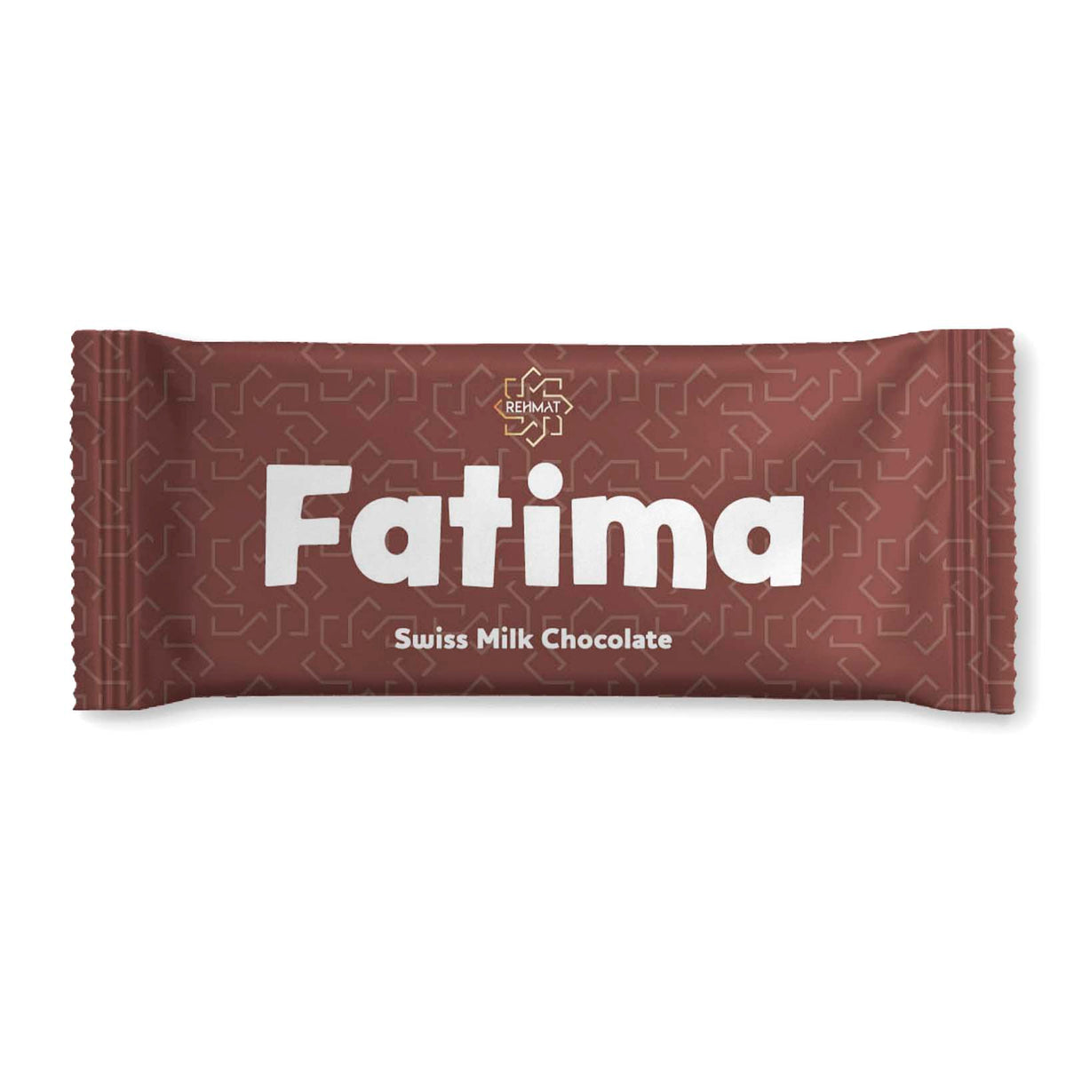 Chocolate bar with 'Fatima' branding on a white background