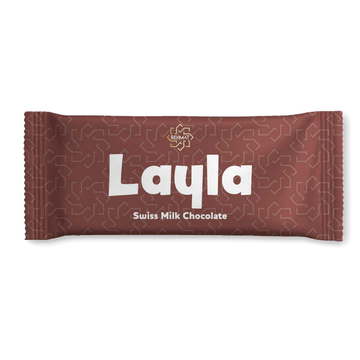 Chocolate bar with 'Layla' branding on a white background