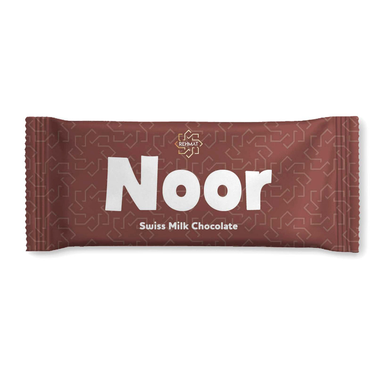 Noor Swiss Milk Chocolate bar packaging on a white background