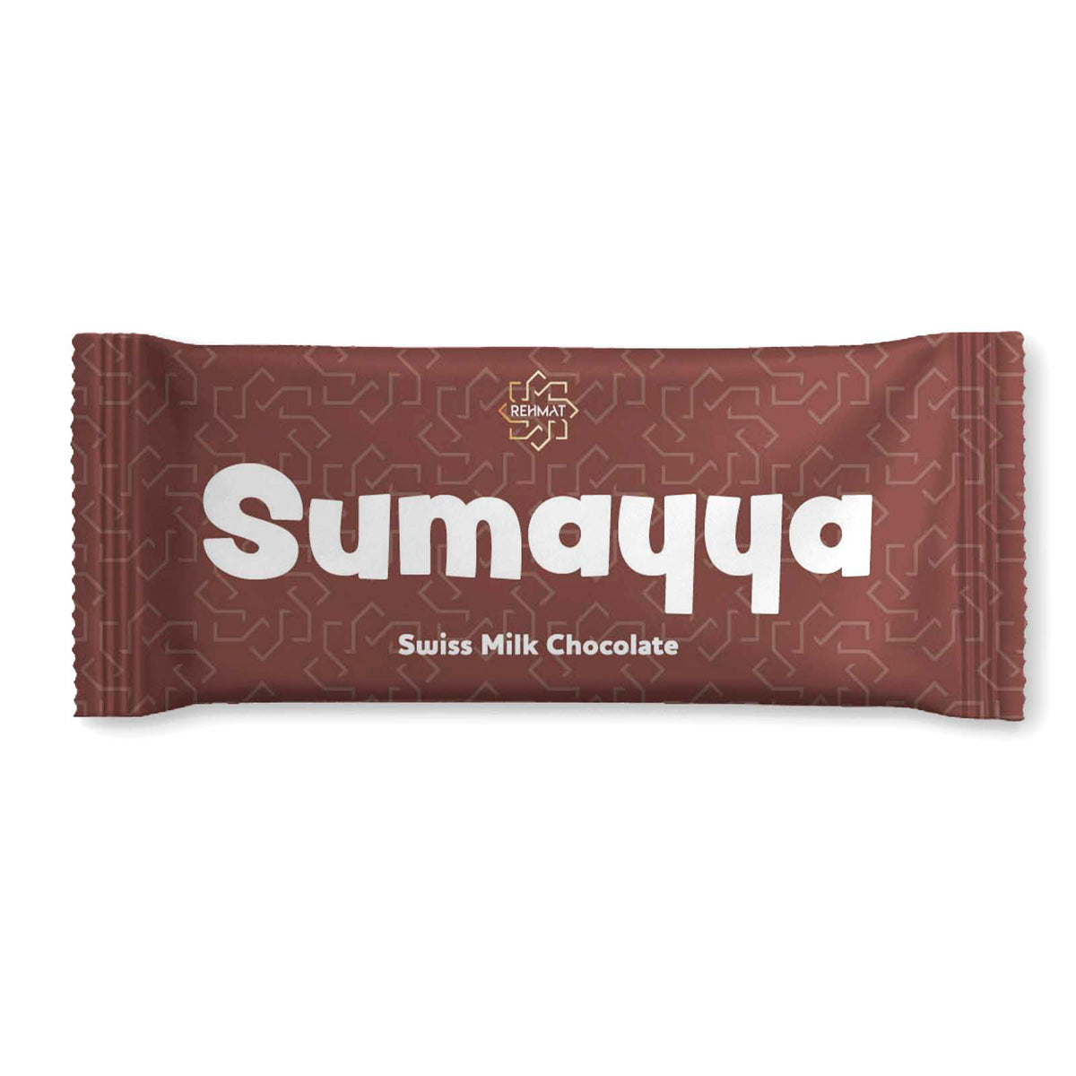 Sumayya Swiss Milk Chocolate bar packaging on a white background