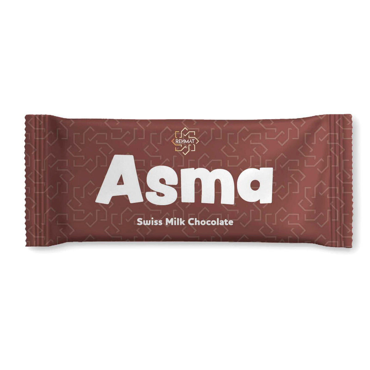 Chocolate bar with 'Asma' branding on a white background