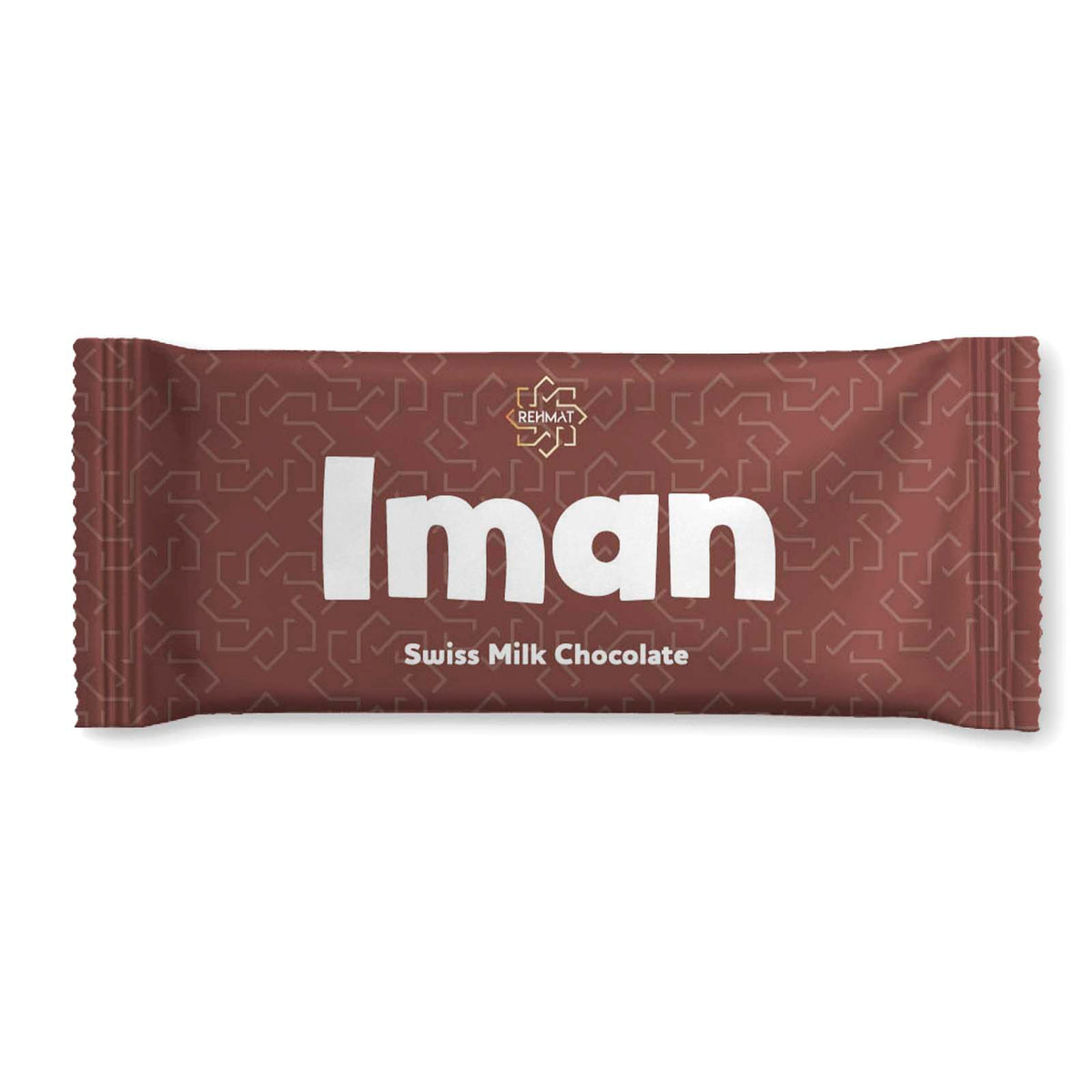 Chocolate bar with 'Iman' branding on a white background