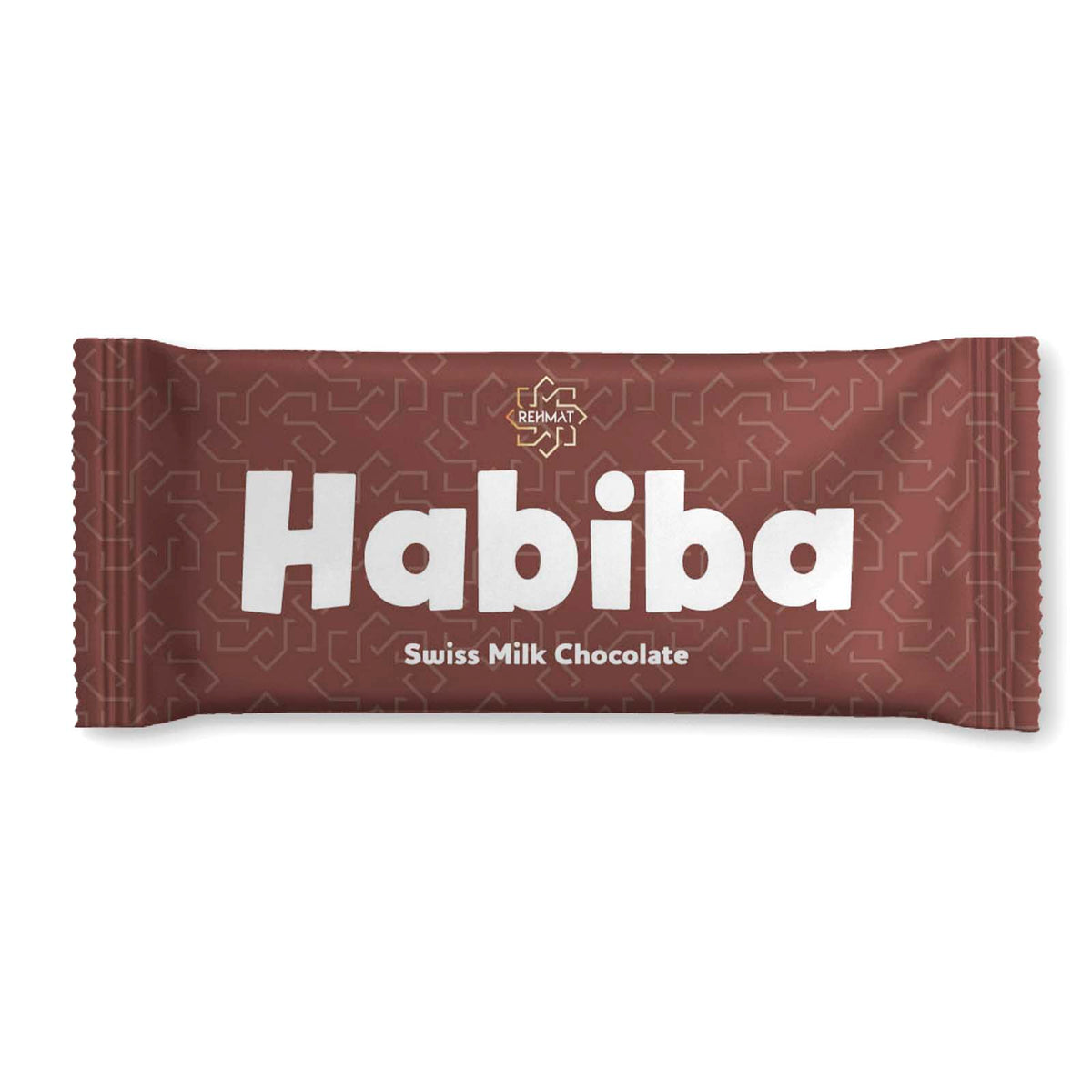 Habiba Swiss Milk Chocolate bar packaging on a white background