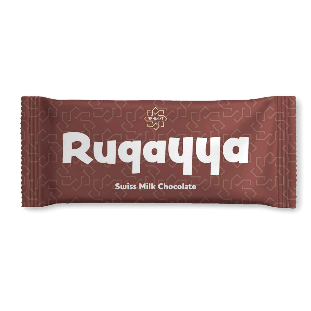Raqquya Swiss Milk Chocolate bar packaging on a white background