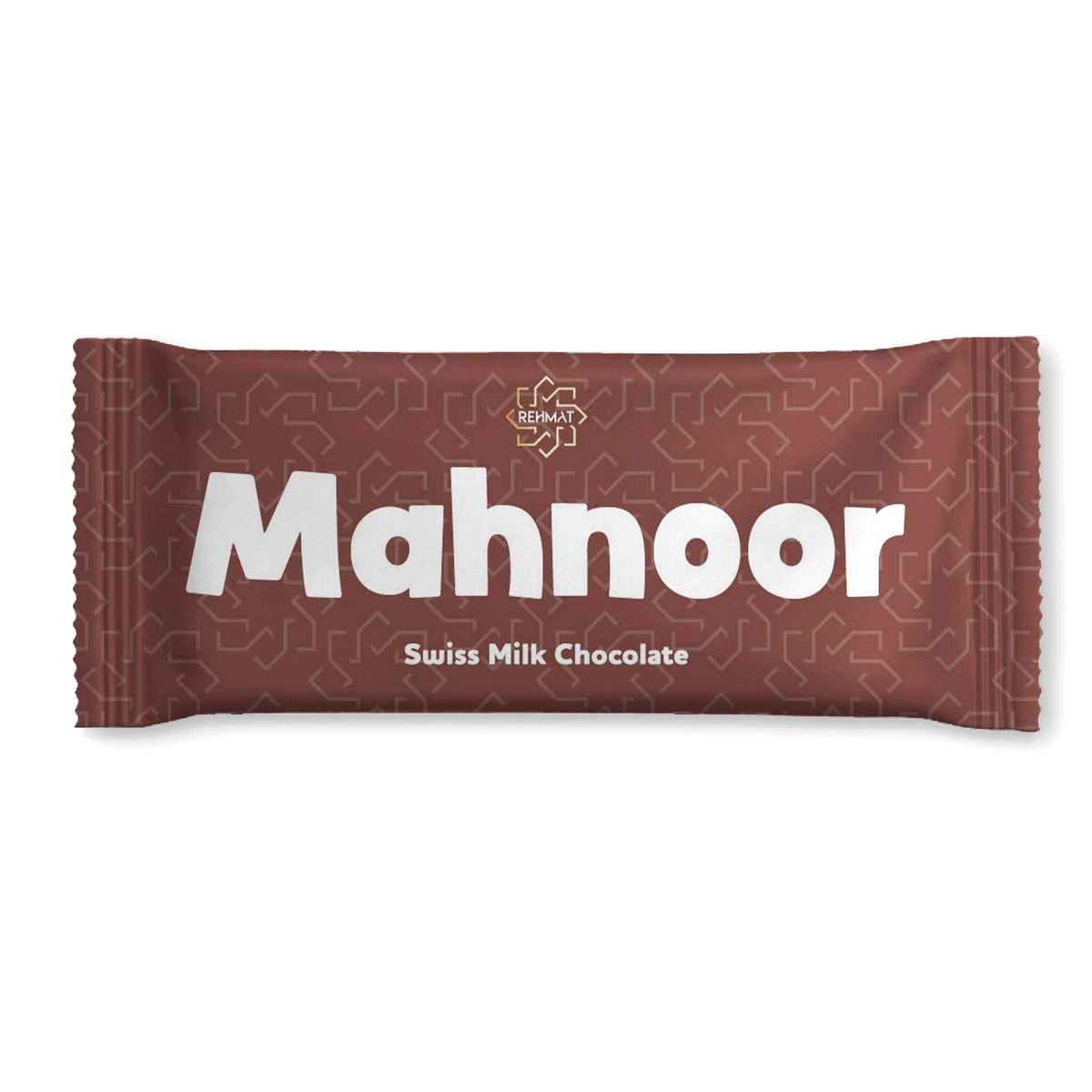 Chocolate bar with 'Mahnoor' branding on a white background