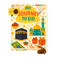 Book titled 'My Journey to Eid' with colorful illustrations on a white background