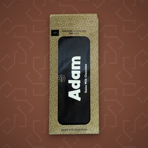 Rehmat Adam personalised Swiss milk chocolate name bar in gift box