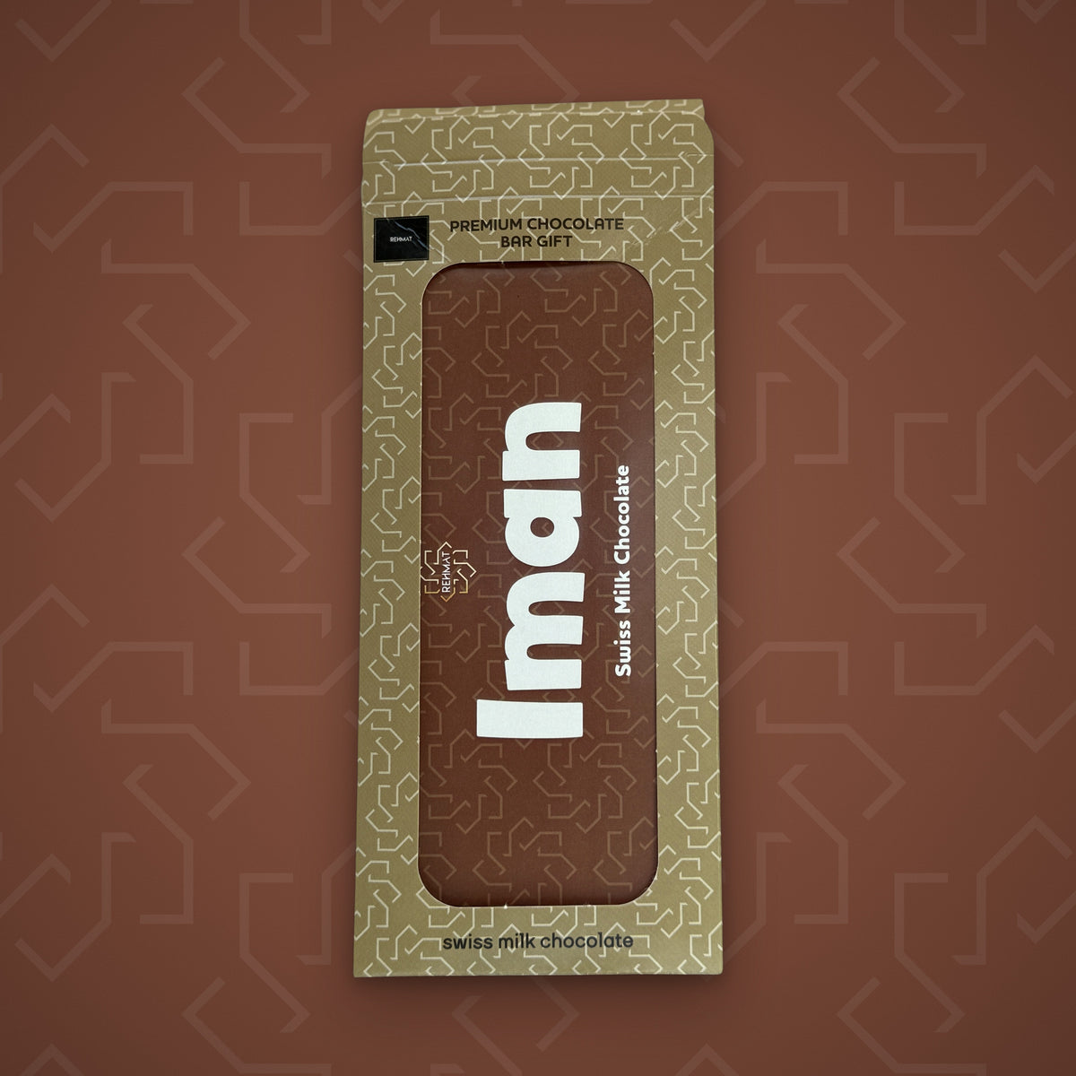 Rehmat Iman personalised Swiss milk chocolate name bar in gift box