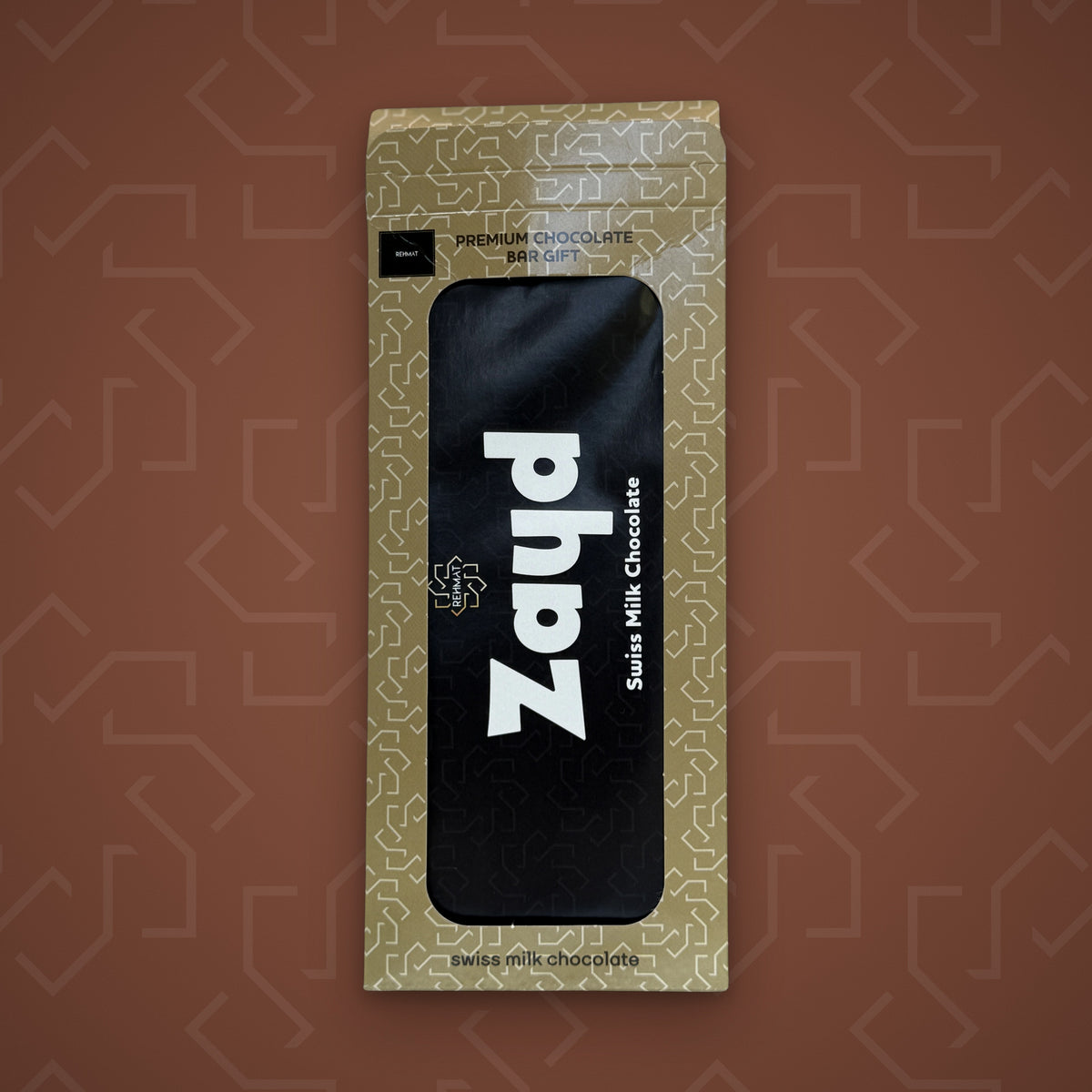Rehmat Zayd personalised Swiss milk chocolate name bar in gift box