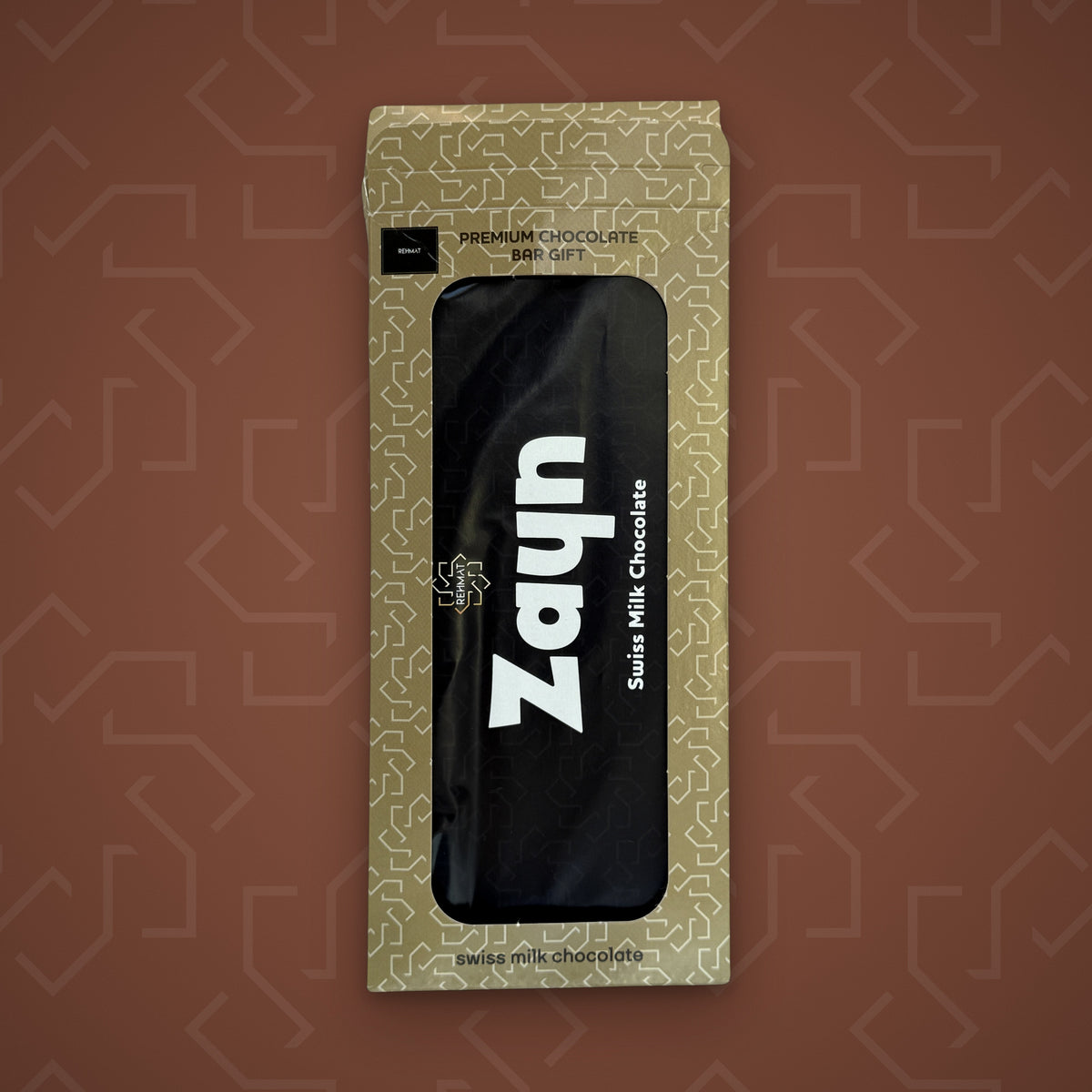 Rehmat Zayn personalised Swiss milk chocolate name bar in gift box